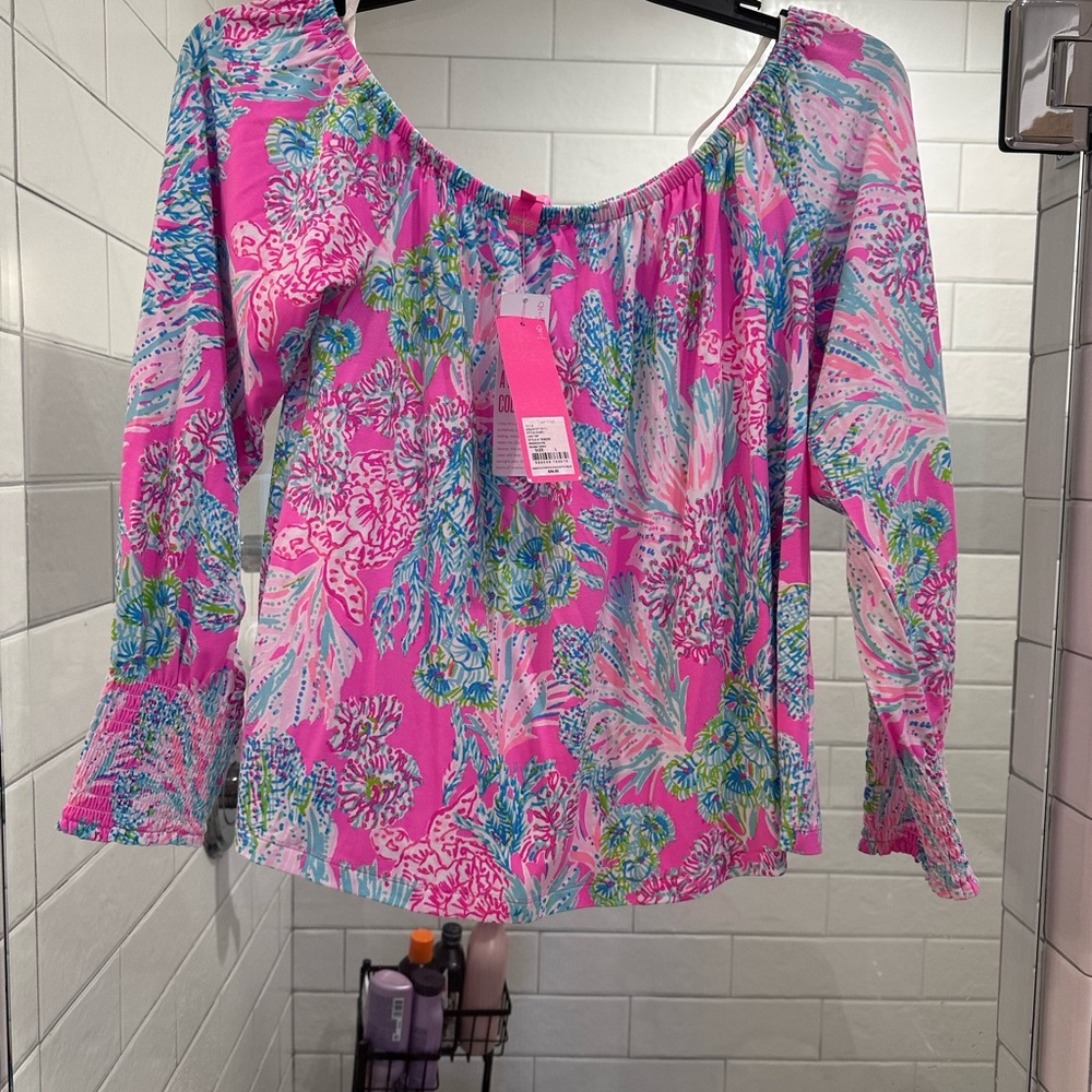 Lilly Pulitzer Pink and Blue Floral Blouse